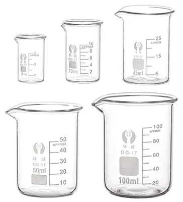 Messbecher-Set, 5 Stück, 5–100 ml, Borosilikatglas, transparent