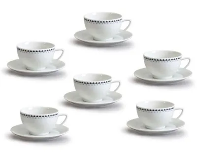 Produktbild von Thun 1794 Tassen mit Untertasse, Porzellan, Lea, blaue Strasssteine, 240 ml, Thun, 6 Stück