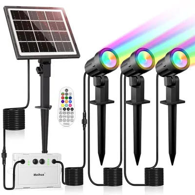 Solar-Spots RGB, 3er-Set, Gartenleuchten mit Fernbedienung