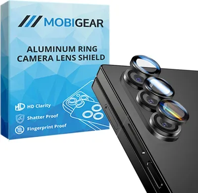 Produktbild von Mobigear Displayschutzfolie für Samsung Galaxy Z Fold 4, gehärtetes Glas, Schutz für die Kameralinsen, kompatibel mit Hüllen, schwarz
