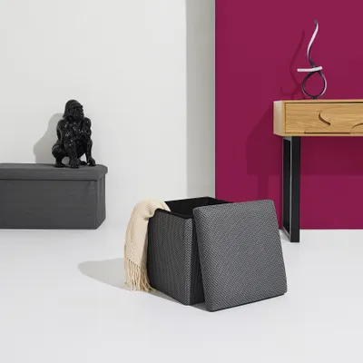 Image de Coffre Pouf Pliable - HOME DECO FACTORY - Atome - Pratique - Gris