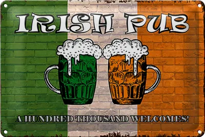 Produktbild von Blechschild Spruch 18x12cm irish pub a hundred thousand