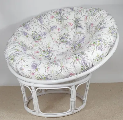 Produktbild von Rattani Rattansessel Rattan Papasan Sessel inkl. hochwertigen Polster Living , D 110 cm Weiß Lack