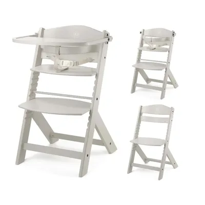 Zdjęcie produktu dla Drewniane krzesełko do karmienia Kinderkraft ENOCK 2w1, rośnie razem z dzieckiem, ergonomiczne, regulowane, od 6 miesięcy do 35 kg, beżowe