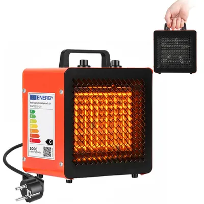Obrázok produktu pre Elektrický ohrievač Eikuavons, 3000 W, 3 stupne, termostat do 85 °C, vhodný do miestností do cca 30 m², červený