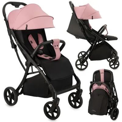Produktbild von MoMi PAOLA – Kompakter Reisebuggy mit Automat-Faltung, PolyurethanRädern & 4-Rad Federung, verstellbare Rückenlehne & Fußstütze, bis 22 kg – Rosa