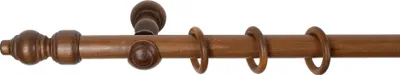 Produktbild von SN Deco - Stilgarnitur Gardinenstange Vorhangstange Filigrano, Holz, Klassikträger offen, 28 mm, 1-Lauf, Komplettset mit Ringen, Farbe Walnuss, 120 cm