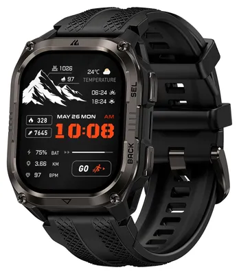 Produktbild von Outdoor Smartwatch Herren Damen AMOLED 15 Tage Akku Robuste Outdoor-Smartwatch für extreme Einsätze Nachtschwarz PULSE 2