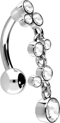 Produktbild von Bauchnabelpiercing Titan Bananabell mit 925er Silber Design KRISTALLANHÄNGER