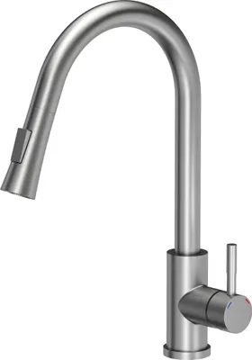 Obrázek produktu pro VBChome dřezová baterie Inox dřezová baterie odnímatelná výlevka vytahovací nerezová ocel kartáčovaná 2 nastavení výkonu 360°otočná baterie ve tvaru U kuchyňská baterie jednopáková
