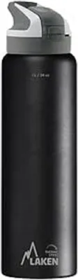 Thermosflasche 1 L, schwarz, Edelstahl 18/8, Schraubverschluss