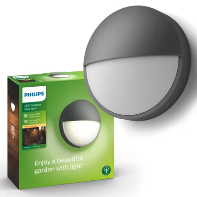 Zdjęcie produktu dla Philips myGarden Kinkiet Capricorn 5,5 W, Oświetlenie zewnętrzne ścienne, Antracyt, Metal, IP64, II, Nawierzchniowe