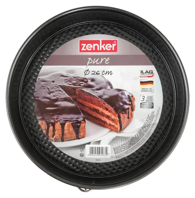 Obrázek produktu pro Zenkerova forma Ø 26 cm PURE, forma na pečení s nepřilnavým povrchem, kulatá dortová forma s plochým dnem (barva: černá)