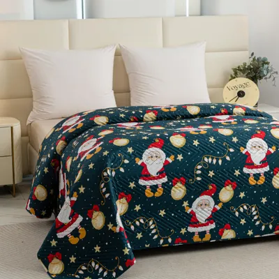 Produktbild von Tagesdecke Weihnachtsmann, blau, Größe: 200 x 220 cm
