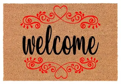 Produktbild von TabPrint Kokos-Fußmatte Welcome Herz Ornament 40x60 cm