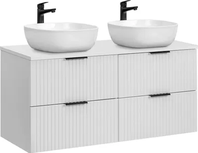 Produktbild von Doppelwaschtisch 120 cm mit Waschbecken in matt weiß gerillt B/H/T 120,6/74,2/46,5 cm ADELAIDE-56-WHITE