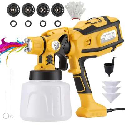 Produktbild von Elektrisches Farbsprühsystem, 1400ml 850W Elektro Lackierpistole, Elektro Farbsprühgerät, Lackierpistole, Wandfarbe Farbspritzpistole,mit 4 Kupferdüse