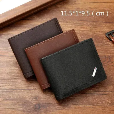 Produktbild von Herren Geldbörse Leder schmal minimalistisch faltbar Kartenfächer