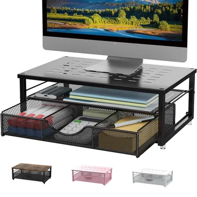 Image de Support de moniteur d'ordinateur avec tiroir et organisateur de bureau