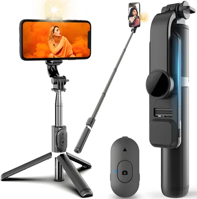 Produktbild von 3 in1 Bluetooth Selfie Stick Stativ mit Bluetooth Fernauslöser Ausfahrbar 360° Monopod Handy Halterung Teleskop Selfiestick für iPhone Android Retoo