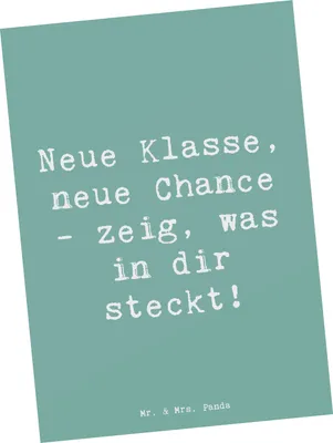 Produktbild von Mr. & Mrs. Panda Postkarte Spruch Erster Schultag Neue Klasse - Meeresbrise - Geschenk, ermutigende Sprüche, Vertrauem, bildkarte, Ansichtskarte, Grußkarte, Neugier