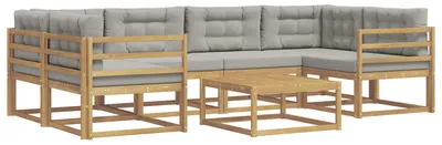 Produktbild von vidaXL Outdoor-Sofagarnitur mit Kissen 5 pcs Weiß und Hellgrau