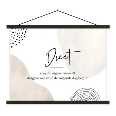 Produktbild von MuchoWow® Textilposter Sprichwörter - Zitate - Diät - Wörterbuch - Diät Definition 150x113 cm mit holzfarbenen Rahmen - Poster