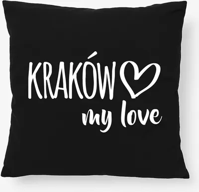 Produktbild von Huuraa Kissen Kraków my love 40x40cm mit Füllung Black Baumwolle Dekokissen Geschenkidee