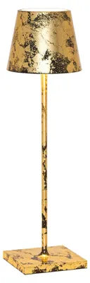Immagine prodotto di Lampada a led da tavolo Poldina Pro Nera Foglia Oro Craquelè ricaricabile e dimmerabile con batteria fino a 12 ore