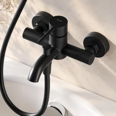 Produktbild von AM.PM Badewannenarmatur Wannenarmatur Schwarz Einhebelmischer Wandmontage Bad Messing Badewannen Armaturen
