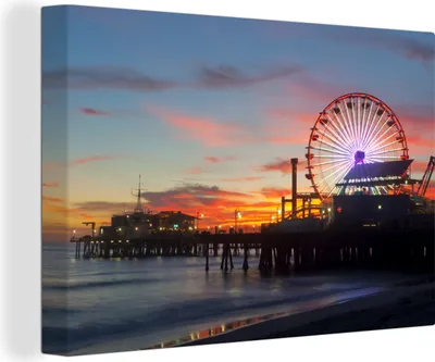 Produktbild von OneMillionCanvasses® - Leinwandbilder - 140x90 cm, Los Angeles - Pier - Riesenrad, Wandbilder Kunstdruck Wanddekoration