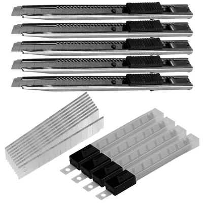 Produktbild von Werkzeugkönig 5x Cuttermesser Klinge 9mm + 50 Ersatzklingen