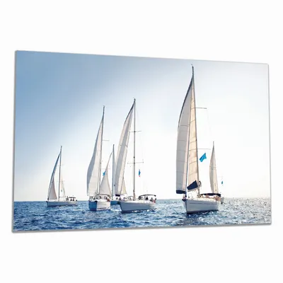 Produktbild von Wallario Herdabdeckplatte aus Glas, Größe 80 x 52 cm 1-teilig, Motiv Segelschiff auf dem Meer
