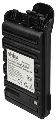 Produktbild von vhbw Akku kompatibel mit Icom IC-F27, IC-F400I, IC-F4003, IC-F300I, IC-F3003, IC-F27SR Funkgerät, Walkie Talkie (1600 mAh, 7,2 V, NiMH) + Gürtelclip