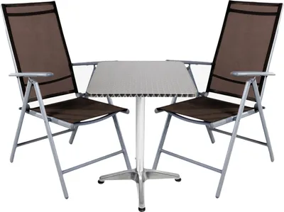 Produktbild von Bistrogarnitur 3-teilig Aluminium - Textilen / Schokobraun