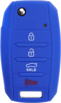 Produktbild von Auto Schlüssel Hülle Silikon Schutz Cover Blau kompatibel mit KIA Sportage Rio Ceed Sorento Soulens Picanto 4 Tasten Klappschlüssel