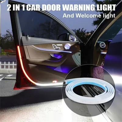Immagine prodotto di 2PCS 2in1 Luce d'avvertimento della porta dell'auto Anti-collisione Lampeggiante di sicurezza e di benvenuto Universale per la maggior parte delle auto Rosso+Bianco