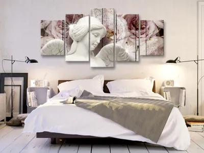 Produktbild von Akustikbild Engel Vintage 200x100 cm Bilder Akustikschaum Hochleistungsschallabsorber Schallschutz Leinwand 5 tlg Wandbild Raumakustik Schalldämmung h-A-0026-b-m