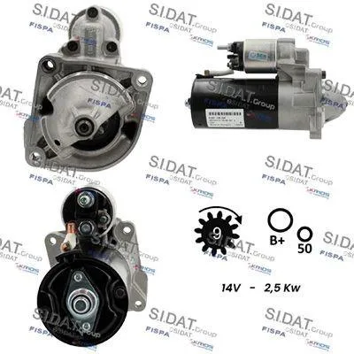 Produktbild von SIDAT S12BH0003A2 Starter Anlasser 2,5kW für FIAT Ducato Kastenwagen (250, 290) 12V