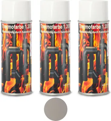 Image de Peinture pour four 1200 °C Peinture spéciale pour four Peinture thermique Gris fonte clair Poêle à bois Spray 3