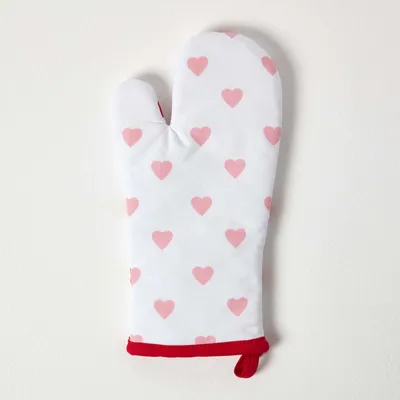 Produktbild von HOMESCAPES Ofenhandschuh weiß Herzen