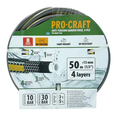 Obrázek produktu pro Černo-žlutá zahradní hadice Procraft PR-4KAT1350
