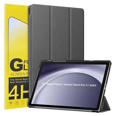 Produktbild von Schutzhülle + 2x 4H Displayfolie für Xiaomi Pad 6 / 6 Pro 11.0 Zoll Cover Case Schutz Tablet Farbe: Grau