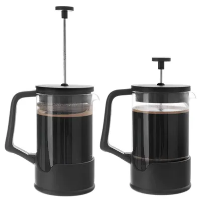 Image de Préparateur à thé et à café en verre - Filtre à piston - 650 ml - Noir