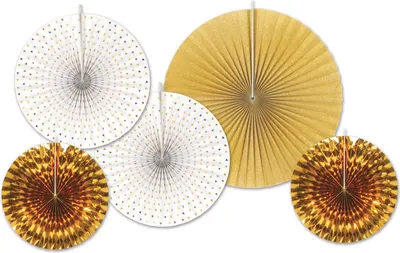 Immagine prodotto di Rosoni di carta per la decorazione di Capodanno bianco-oro - taglia unica