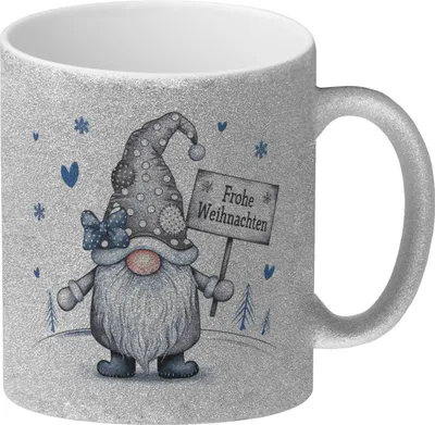 Produktbild von Weihnachtswichtel - Frohe Weihnachten Glitzer-Kaffeebecher