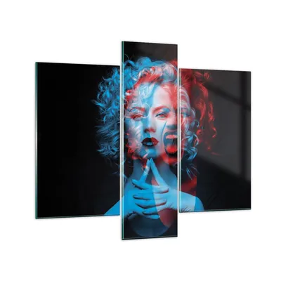 Produktbild von Bilder auf glas - 3 Teile - Schwarz Frau Emotionen - 95x80cm - Glasbilder - Wandbilder - Bilder - zum Aufhängen bereit - Wanddekoration aus Glas - Glas Bilder - Wandbild auf Glas - GCB95x80-4472