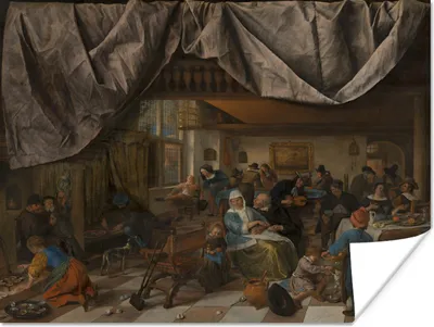 Produktbild von MuchoWow® Poster Das Leben des Menschen - Jan Steen 160x120 cm - Foto Plakat