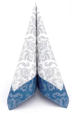 Produktbild von Airlaid Serviette Barock Silber in Dunkelblau, 40 x 40 cm, 50 Stück - APARTina