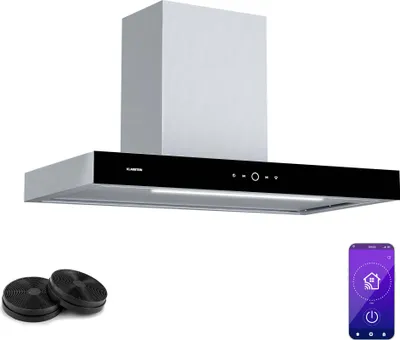 Image de Klarstein SmartEdge Hotte Aspirante - 90 cm, Wi-Fi, 550 m³/h, CEE A+, LED, Silencieuse 34 dB, Tactile, Hotte Cuisine, Inox